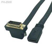 Flat Slim High Speed HDMI-compatible male / Female to DVI 24 1 Male 90° angle Cable 0.3m