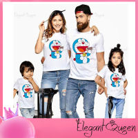 สง่างามเรียบหรู❤Queen Doraemon Family Matching Tshirt Mom Dad And Kids Family Matching TShirts Cute Graphic Shirts Summer Cartoon Wear