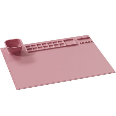 With Cup Non Stick Erasable Soft Washable Gift Clay DIY 20x16 Inch Pink Art Craft Resin For Kids Silicone Painting Mat