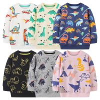 2023 Winter New Childrens Sweatshirt Boys Hoodies Full Print Long Sleeve Sweater Shirt Girl Cartoon Dinosaur Jumper Top