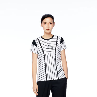 UNBOUND PENCIL STRIPE T-SHIRT เสื้อยืดหญิง เสื้อแขนสั้น เสื้ออันบาวน์ พิมพ์ลายเส้นสีดำ