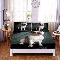 Cute Little Dog Digital Printed 3pc Polyester Fitted Sheet Mattress Cover Four Corners with Elastic Band Bed Sheet Pillowcases