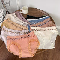 พร้อมส่งจากไทย?Sanay Bra?N675) กางเกงในผ้านุ่มยืด ขอบยางยืดแต่งตาข่ายที่เอวน่ารัก