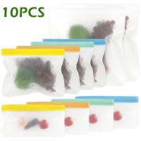 10Pcs Food Storage Bag Reusable Zipper Shut Bag Leakproof Containers Fresh Bag Food Storage Pouch Fresh Wrap Freezer Ziplock Bag