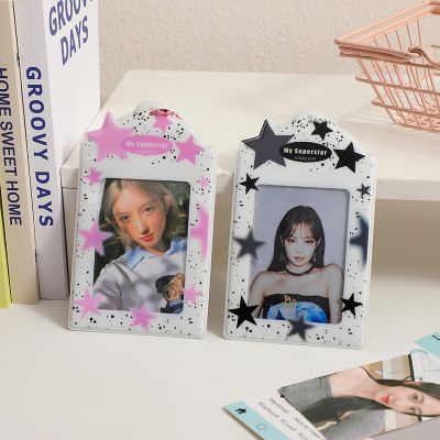 【CC】卐♛  Star Print Photocard Holder Keychain Kpop Photocards Instax Photo Card for Slides Scrapbook Pendant