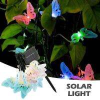 Official 12 Led Solar Powered Butterfly Fiber Optic Fairy String Outdoor Garden Lights Yard