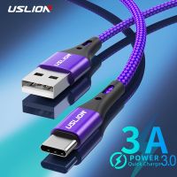 [Hot K] 3A USLION สาย USB แบบ3ม. สำหรับ Xiaomi Redmi โน๊ต10สายชาร์จโทรศัพท์แบบเร็ว USB สายเคเบิ้ล Type C สำหรับ Huawei P40เมทที่ชาร์จ30Type C