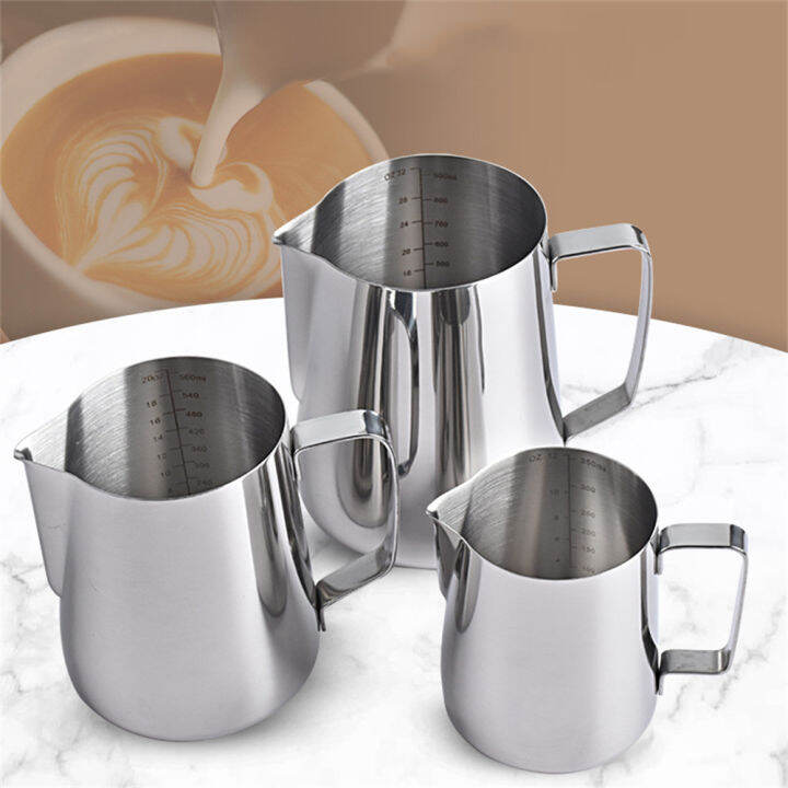 350ml-600ml-900ml-350ml-600ml-900ml-coffee-milk-frothing-jug-latte-art-milk-frother-pitcher-stainless-steel-measurement-jug-espresso-barista-tool-coffee-accessories-silver-color-with-scale-cylinder-mi