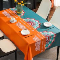 [COD] Benzhi national style flowery high-grade waterproof anti-scalding wash-free tablecloth restaurant one piece on behalf of the distribution