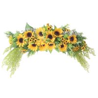 Wedding Arch Flowers, Artificial Floral Swag for Lintel, Green Leaves Sunflowers Door Wreath Wall Window Home Decoration