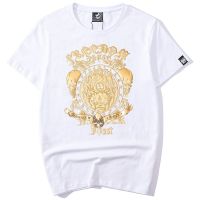 【Hot Sale】 New trendy brand skull mens short-sleeved T-shirt bf style large size loose bronzing half-sleeved bottoming