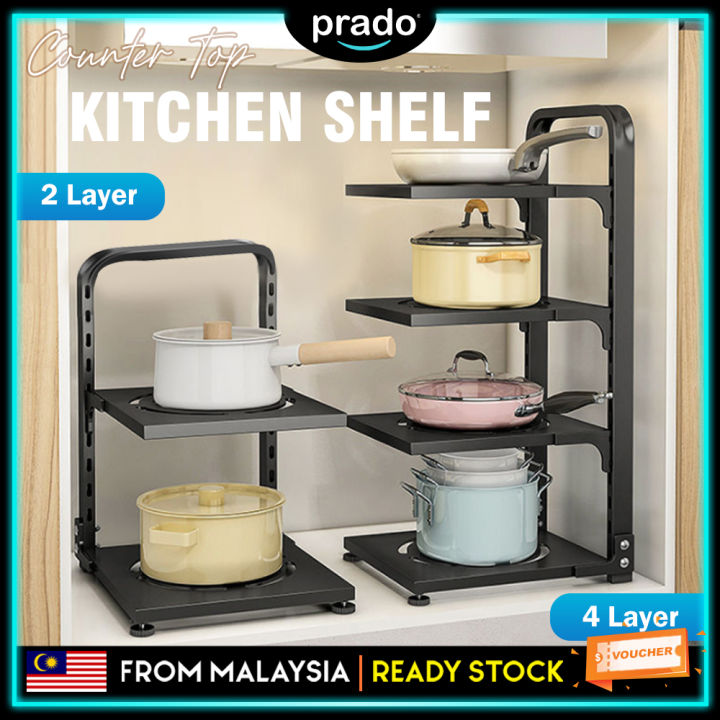 2 Layer Expandable Expandable Under Sink Storage Rack, Multi-function Kitchen  Pot Pan Organizer Cabinet Shelf Holder 