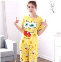 Womans Pajamas Summer Thin Cotton Cartoon Pajama Set Love Couple Men Pyjamas