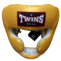 Twins special Head guards HGL-3 Yellow Gold ( Size S,M,L,XL) Protector for Training เฮดการ์ด ทวินส์ สเปเชี่ยล สีเหลืองทอง ใช้ป้องกันศรีษะ ทำจากหนังแท้ ผลิตในประเทศไทย