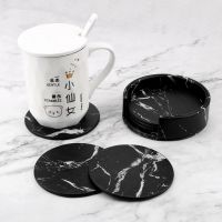 Marble Coaster Drink Coffee Cup Mat Tea Pad Placemats PU Leather Anti-Slip Heat Insulated Table Placemats Creative 6PCS