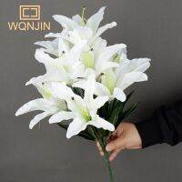 9 Heads/Branch White Lily Artificial Flower Simulation Flower Decorative Home Decoration Gift Lily Branch Fake Bouquet Nails Screws Fasteners