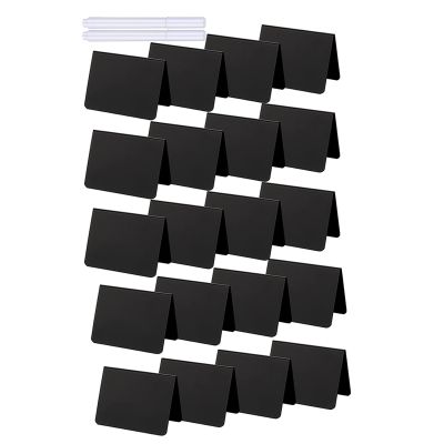 20 Pieces Mini Chalkboard Signs A-Shaped Chalkboard Tables Buffet Tags PVC Erasable Blackboards with White Chalk Markers