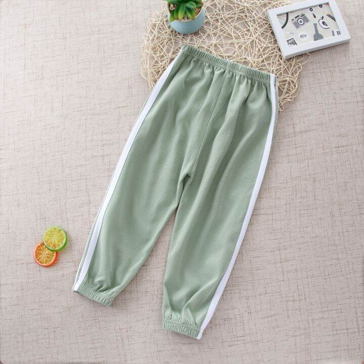 yiyepianzhou-2-13years-toddler-kids-pants-summer-harem-pants-girls-soft-trousers-drawstring-side-stripe-baby-boys-pants