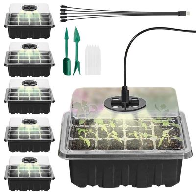 Seed Tray Seed Trays With Grow Light Plant Germination Kit For Seed Starting Include Grow Light Seeding Tools 60 Cells Total