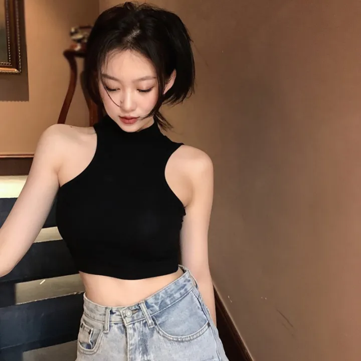 สตร Halter Slim Sexy แสง Navel Camisole เสอกลาม Lazada co th