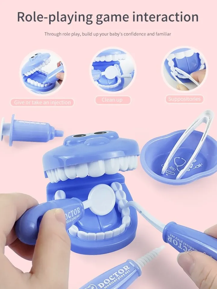 9PCS Plastic Simulation Dentist Play Set Medical Kit Pretend Toy for Kids  Hygienic Habbit Cultivation Role Play Game for Children 6 Colors