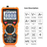 PEAKMETER PM18C มัลติฟังก์ชั่น True RMS มัลติมิเตอร์แบบดิจิทัล AC/DC ความต้านทานกระแสแรงดันไฟฟ้า Capacitance ความถี่ HFE NCV Live Line Tester