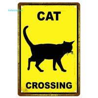 AU Rectangular Vintage Metal Tin Painting Cat Crossing Warning Sign Wall Decor [belsunshine.my]