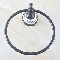 ◕❁ Oil Rubbed Brass Ceramic Base Wall Mounted Bathroom Hardware Accessories Round Towel Ring Hanger Holder Dba755