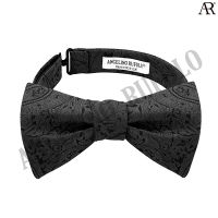 ANGELINO RUFOLO Bow Tie Tying(โบว์หูกระต่ายแบบผูกเอง) ผ้าไหมทออิตาลี่คุณภาพเยี่ยม ดีไซน์ Plain สีเทาเข้ม/สีเทาอ่อน/สีเลือดหมู/สีกรมท่า/สีดำ