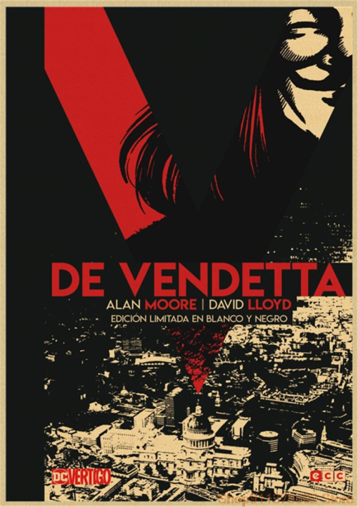 v-for-vendetta-โปสเตอร์ภาพยนตร์คลาสสิกแฮกเกอร์ผ้าใบคราฟท์-wall-art-ห้องนั่งเล่นสมัยใหม่-study-decor