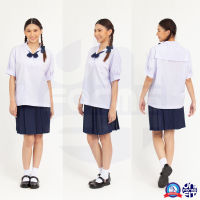 เสื้อนักเรียน หญิง ปกทหารเรือ มัธยม ตราชนินทร์อาภรณ์ เนื้อดีคงทน ทรงมาตราฐาน