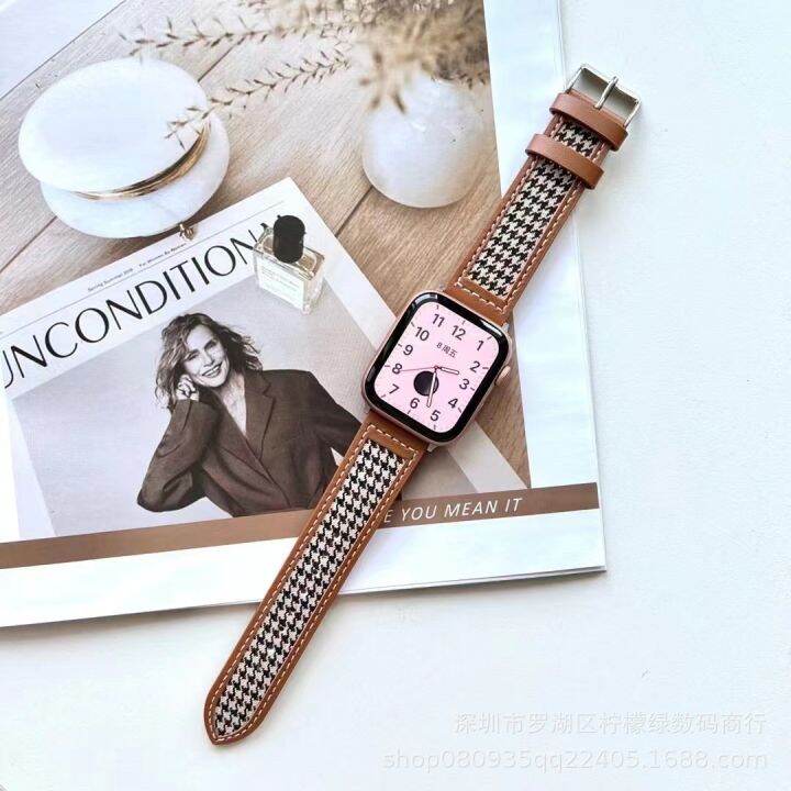 hot-sale-new-style-suitable-for-s7-wrist-strap-iwatch234567se-leather-houndstooth-watch-tide