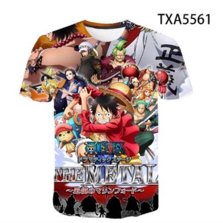 เสื้อยืดลําลอง-พิมพ์ลายการ์ตูนอนิเมะ-one-piece-3d-แนวสตรีท-แฟชั่นฤดูร้อน-สําหรับเด็กผู้ชาย-และเด็กผู้หญิง