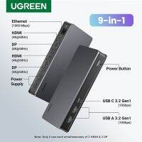 【LZ】๑  UGREEN-Docking Station 9 em 1 USB C a 4K60Hz HDMI DisplayPort Tela Tripla RJ45 PD100W Dock para Mac OS 10Gbps HUB USB 3.1