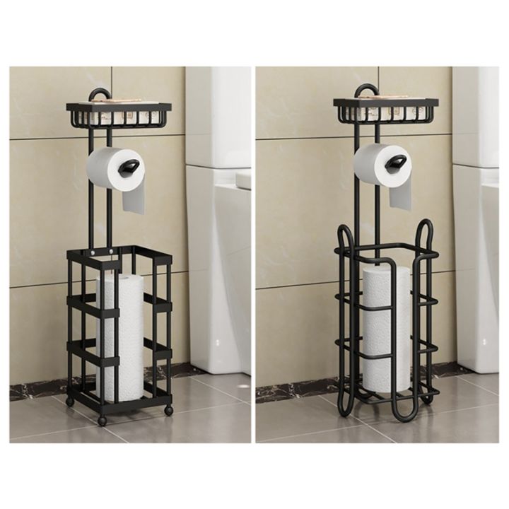 multi-functional-toilet-paper-roll-tissue-holder-stand-bathroom-free-standing-storage-bathroom-accessories-black