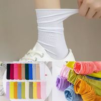 Women Girls Summer Thin Loose Socks Velvet Soft Breathable Long Socks Solid Color Black White Khaki Beige Harajuku High Socks Socks