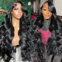 【jw】✿☁  30Inch Transparent 13x6 Front Human Hair Wigs Raw Wavy 13x4 Frontal Wig Closure