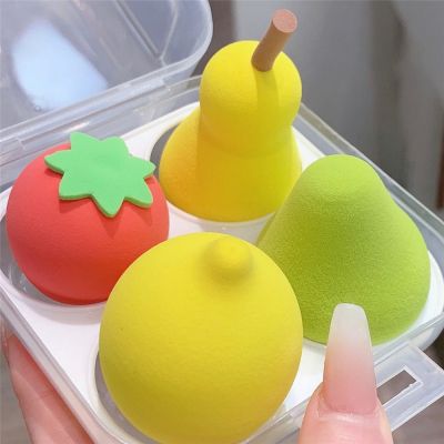 【CW】✖☄  4pcs Makeup Sponge Fruit Puff Dry Wet Combined Foundation Bevel Cut Make Up Tools