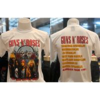 สไตล์มินิมอล GUNS NROSES สีขาว เสื้อวงดนตรี  เสื้อtour would เสื้อยืดคอกลม เสื้อสไตล์วินเทจ ไม่มีตะเข็บขาง คนดัง เสื้อยืดคอกลมผ้าฝ้าย