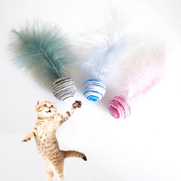 1ชุดลูกแมวลูกบอลขนนกของเล่นแมวของเล่นสร้างสรรค์-lightcolor-exersing-ของเล่นลูกแมวล่าสัตว์ความต้องการสีสดใสสัตว์เลี้ยงความต้องการ