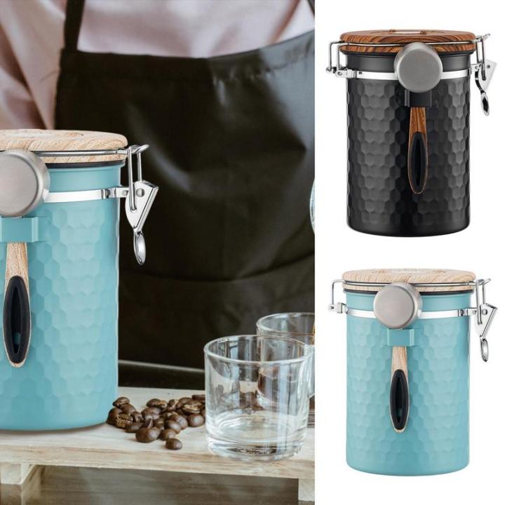 กระป๋องกาแฟ-airtight-ขวดอาหารสแตนเลสพร้อมช้อนภาชนะในครัว-airtight-คอนเทนเนอร์สำหรับถั่ว-grounds-แป้งชา