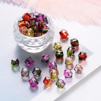 ‘【；】 Hot Selling 100 Pcs / Pack Polygon Two-Color Spray Painted Transparent Acrylic Beads DIY Hand Beaded Jewelry Accessories