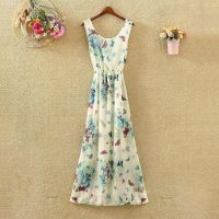 เสื้อผ้าแฟชั่นสำหรับสุภาพสตรี 2023 Bohemian chiffon beach holiday beach dress dress vest dress female big summer chiffon skirt