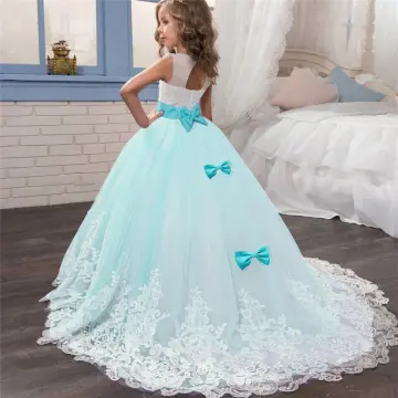 Children's Long Dress Lace Birthday Wedding Party | Wedding Dress Kids Girls  Teen - Girls Casual Dresses - Aliexpress