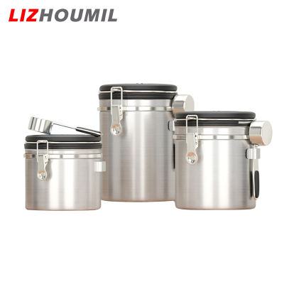 LIZHOUMIL เครื่องกล่องเก็บสินค้าอาหารเครื่องครัวสแตนเลสแบบสุญญากาศกระป๋องกาแฟช้อนติดตามวันที่สำหรับน้ำตาลชาถั่ว