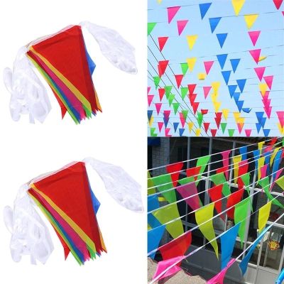 100/150Pcs Colorful Triangle Flags 50/80/100 M Multicolor Pennant Flags Festival Wedding Party Holiday Home Garden Decoration