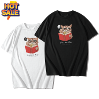 เสื้อยืดแขนสั้นคอกลม Cotton 100% สกรีนลาย CAT Book