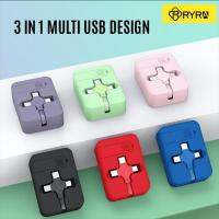 [HOT T] RYRA สายไมโคร USB ชนิด C แบบ3 In 1สายชาร์จหดได้พร้อมที่วางโทรศัพท์แบบพกพาสายชาร์จสำหรับ Samsung Xiaomi iPhone