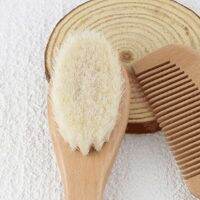 ♚ Infant Hair Brush 3PCS Portable Wooden-Hair Brushes Cradle Cap Hair Comb Bath Soothing Brush Set for Newborns Toddlers