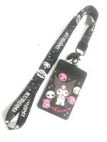 KUROMI PP สายคล้องคอ สายคล้องบัตร ที่ใส่บัตร ซองใส่บัตร ที่ใส่บัตร พร้อมสายคล้องคอ ลายKUROMI สวยงาม สำหรับ บัตร 6x8 cm (body 7x11cm) สายกว้าง20MM  BY NPNN SHOP